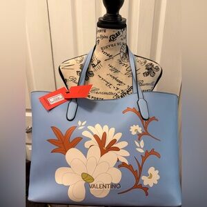 NWT Valentino Blue Floral Tote Bag